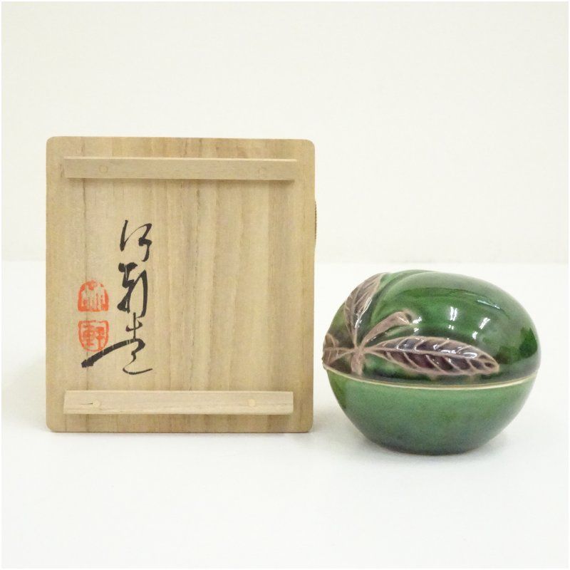 井波慶州造 黒漆銀線糸巻蓋置（共箱） 蓋置き 茶道 道具 茶道具
