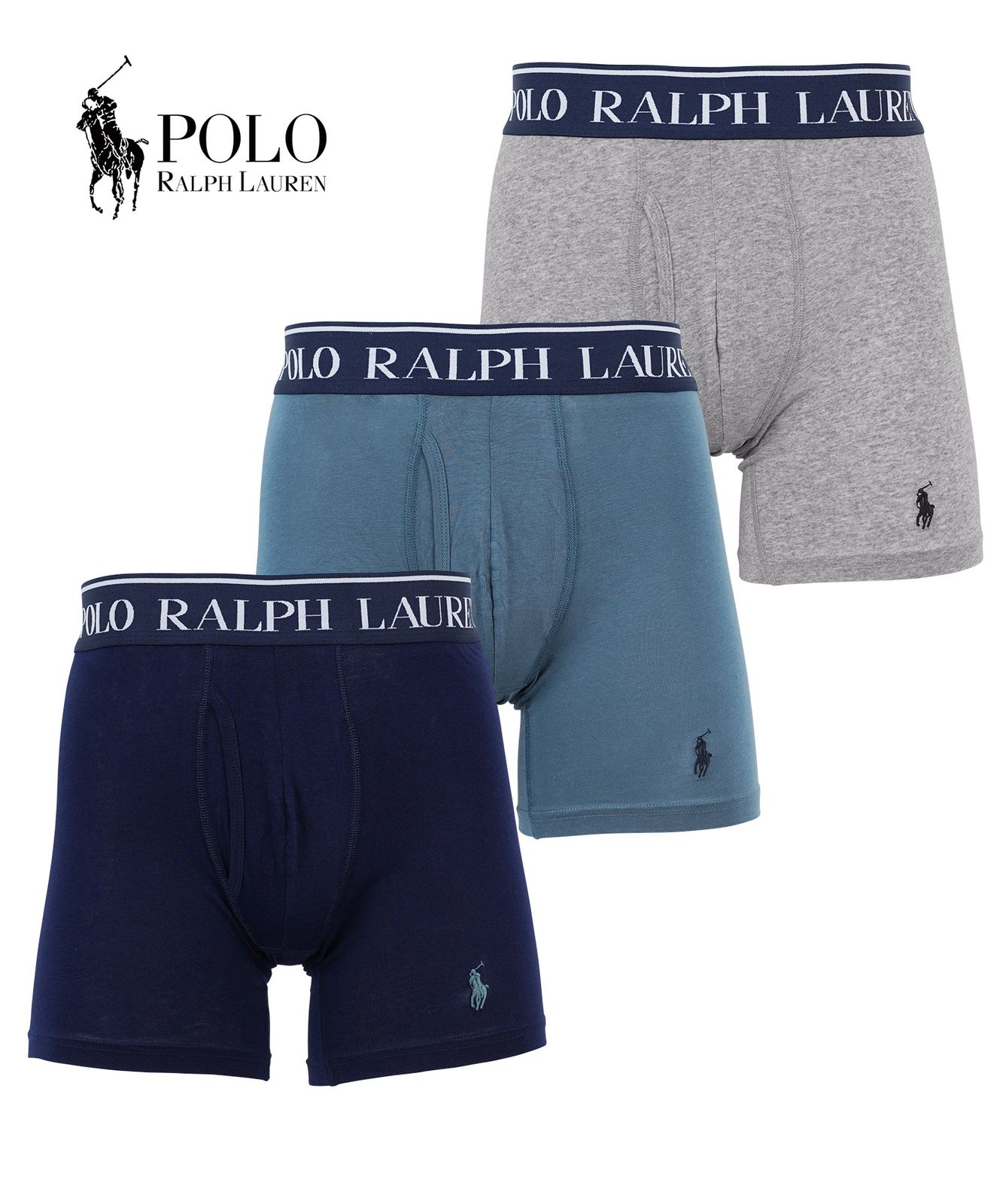 新品 未使用 並行輸入 POLO RALPH LAUREN ポロ ラルフローレン 下着 【3枚セット】Organic Cotton Boxer Brief メンズ ロングボクサーパンツ 519143 クルーズネイビーセット