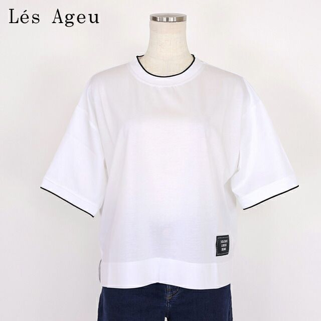 レ・アージュ Le's Ageu レディース カットソー ラインポイントカットソー ホワイト系(サイズ/1)ku0503