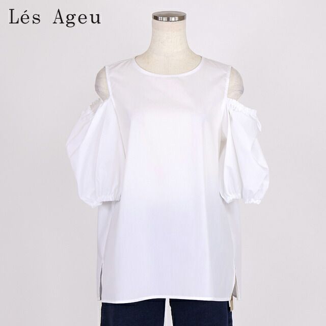 レ・アージュ Le's Ageu レディース 半袖ブラウス オープンショルダー ホワイト系(サイズ/1)ku0125