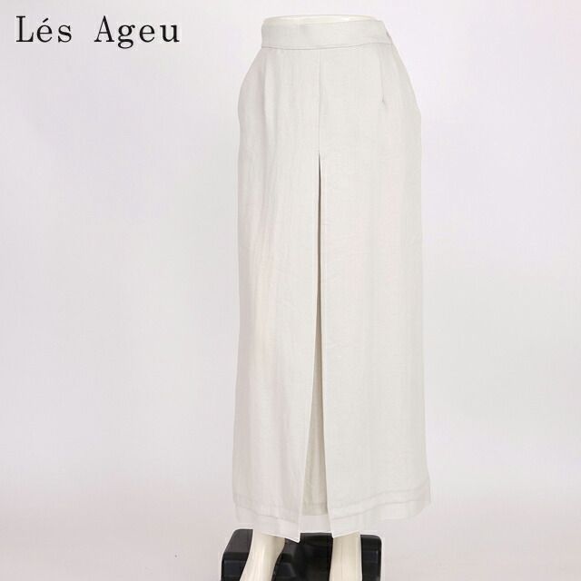 レ・アージュ Le's Ageu レディース ロングスカート 裾生地切替ロングスカート ホワイト系（サイズ/1）ku0138