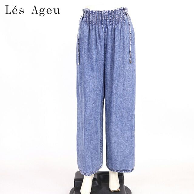 レ・アージュ Le's Ageu レディース ロングパンツ ウエスト結びロングパンツ ブルー系（サイズ/1）ku0142