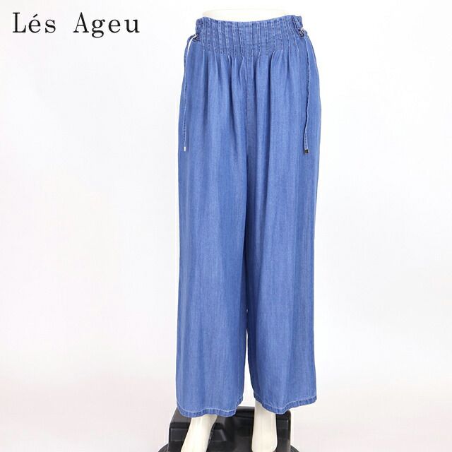 レ・アージュ Le's Ageu レディース ロングパンツ ウエスト結びロングパンツ ブルー系（サイズ/1）ku0141