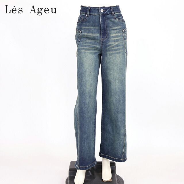レ・アージュ Le's Ageu レディース ジーンズ ワイドタイプ　ウオッシュド加工 ブルー系（サイズ/1）ku0144