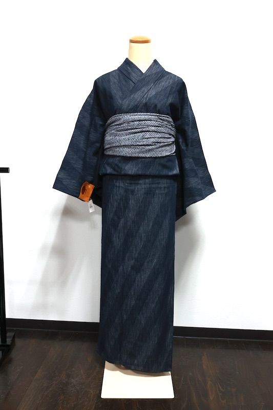 浴衣兵児帯　藍　白　鹿子絞り　Zz5