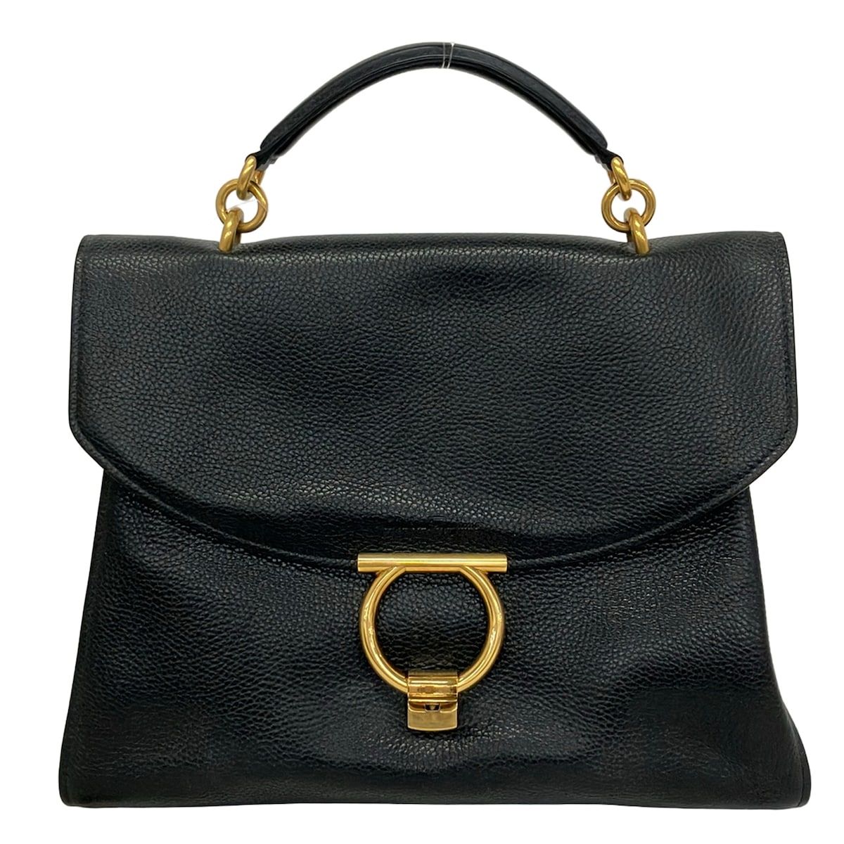 FERRAGAMO/SalvatoreFerragamo(サルバトーレフェラガモ) ハンドバッグ マーゴット ミディアム/ガンチーニ GG-21H320 黒 レザー