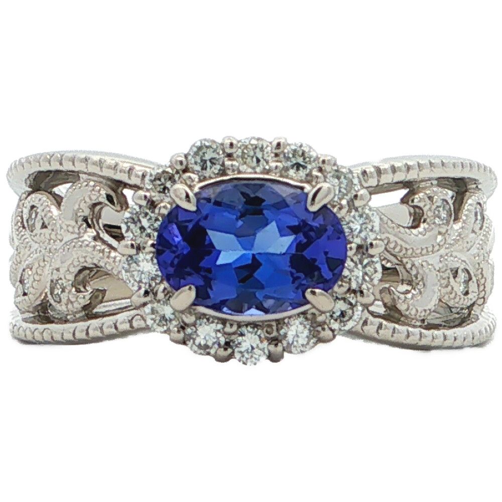 0.83ct 0.24ct タンザナイト ダイヤモンド リング 指輪 Pt900-8.1g 11号 #51 プラチナ 【♀】【S】【レディース】★■614710【中古】