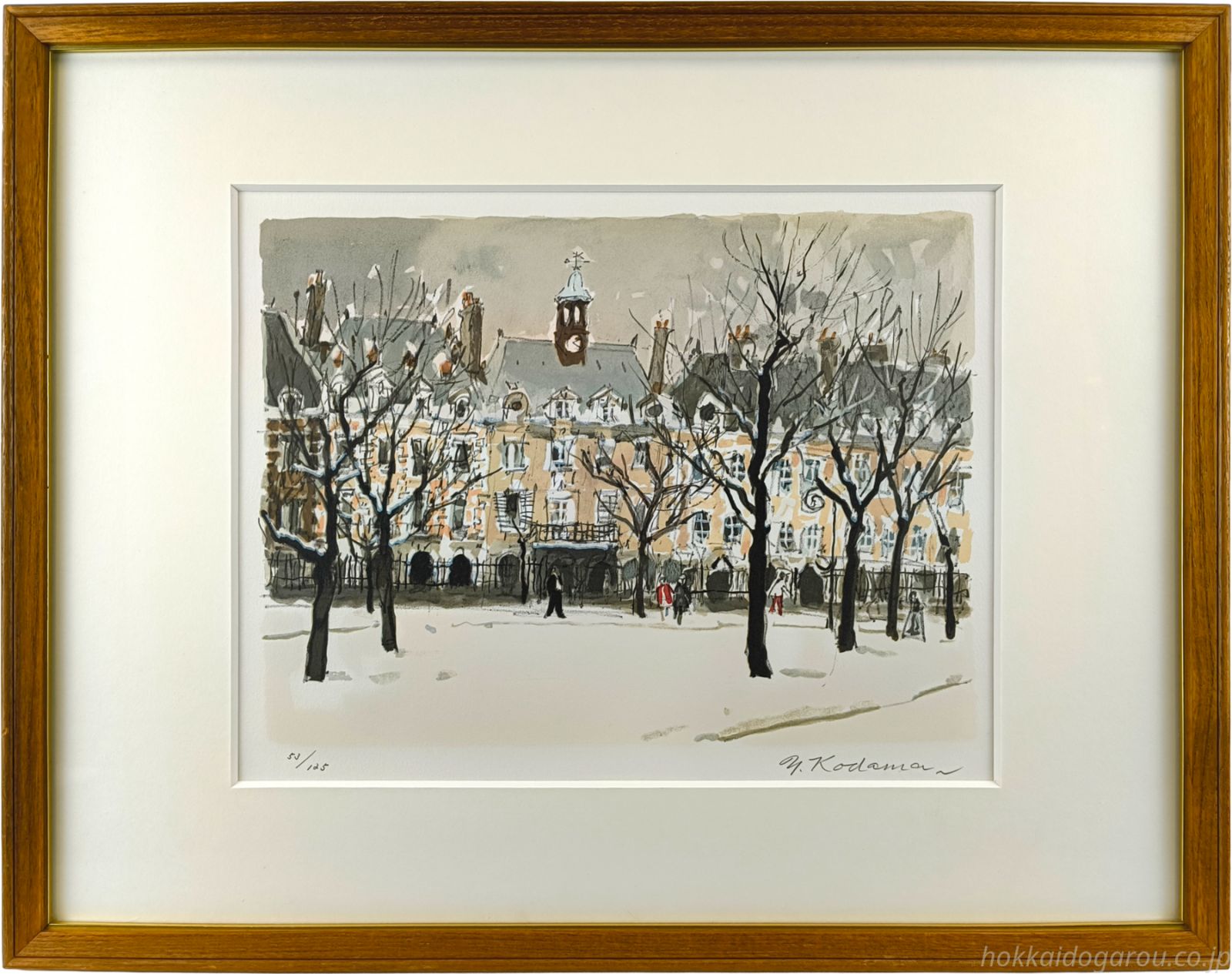 児玉幸雄 「雪のボージュ広場」 リトグラフ 版画 絵画