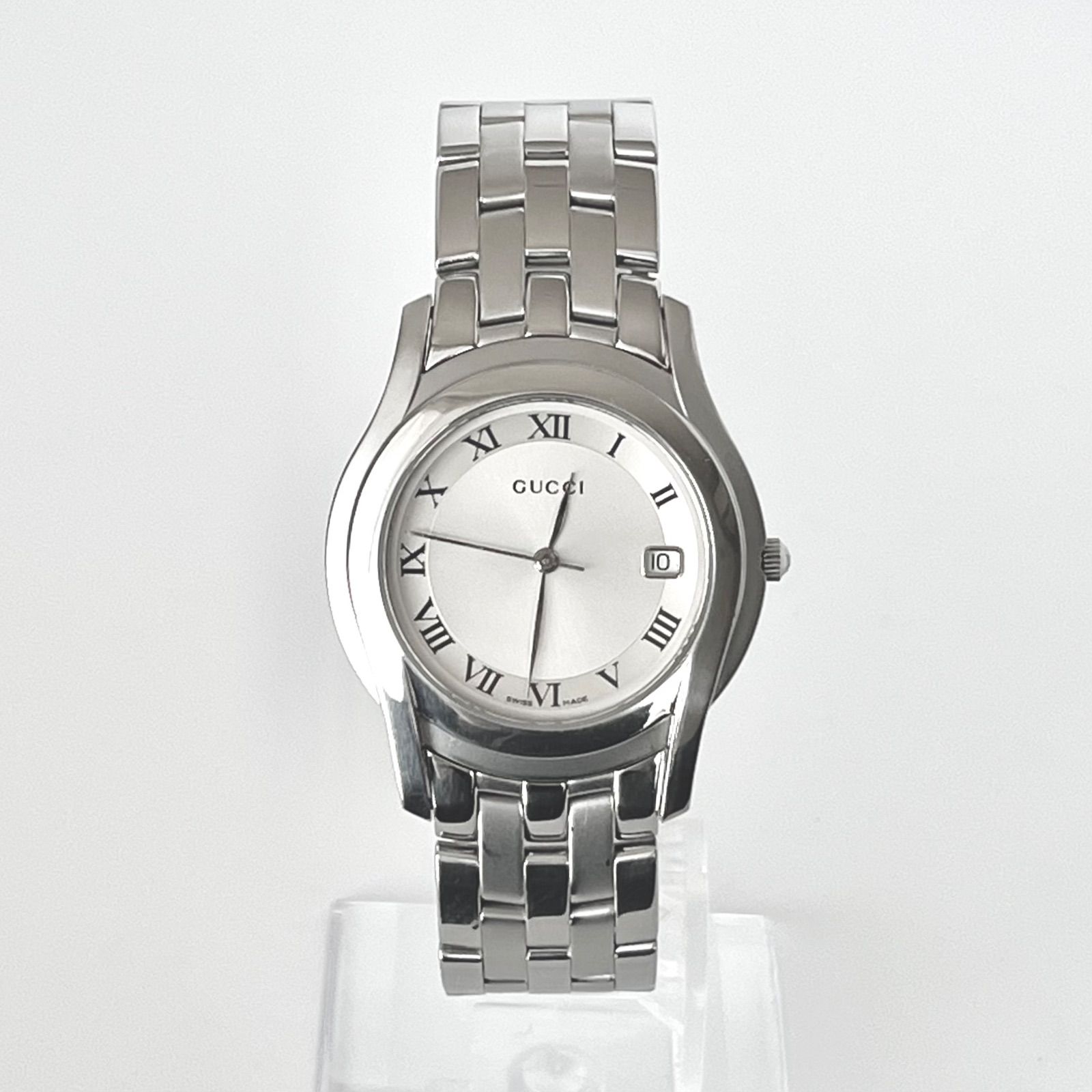 グッチ GUCCI 5500M メンズ 腕時計 磨き済み 電池新品 s2292 グッチ 5500M メンズ 腕時計 磨き済み 美品】GUCCI 電池新品 シルバー