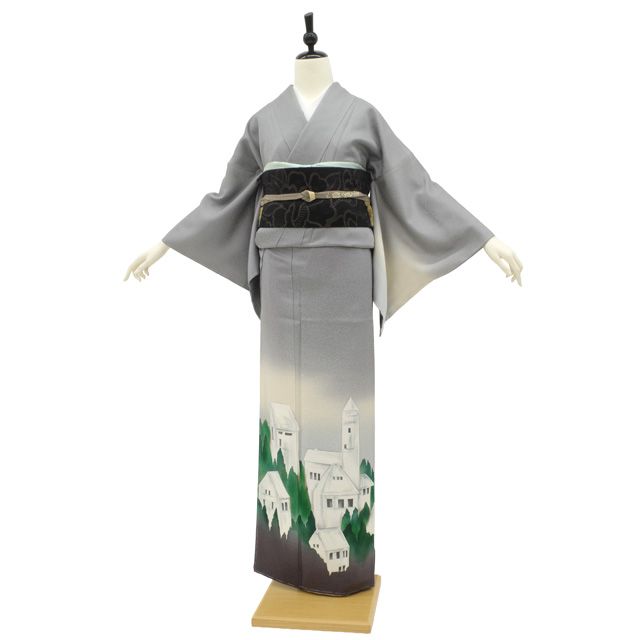 新古品】 草野一騎 訪問着 着物 未使用 正絹 袷 手描き スペイン