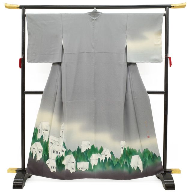 新古品】 草野一騎 訪問着 着物 未使用 正絹 袷 手描き スペイン