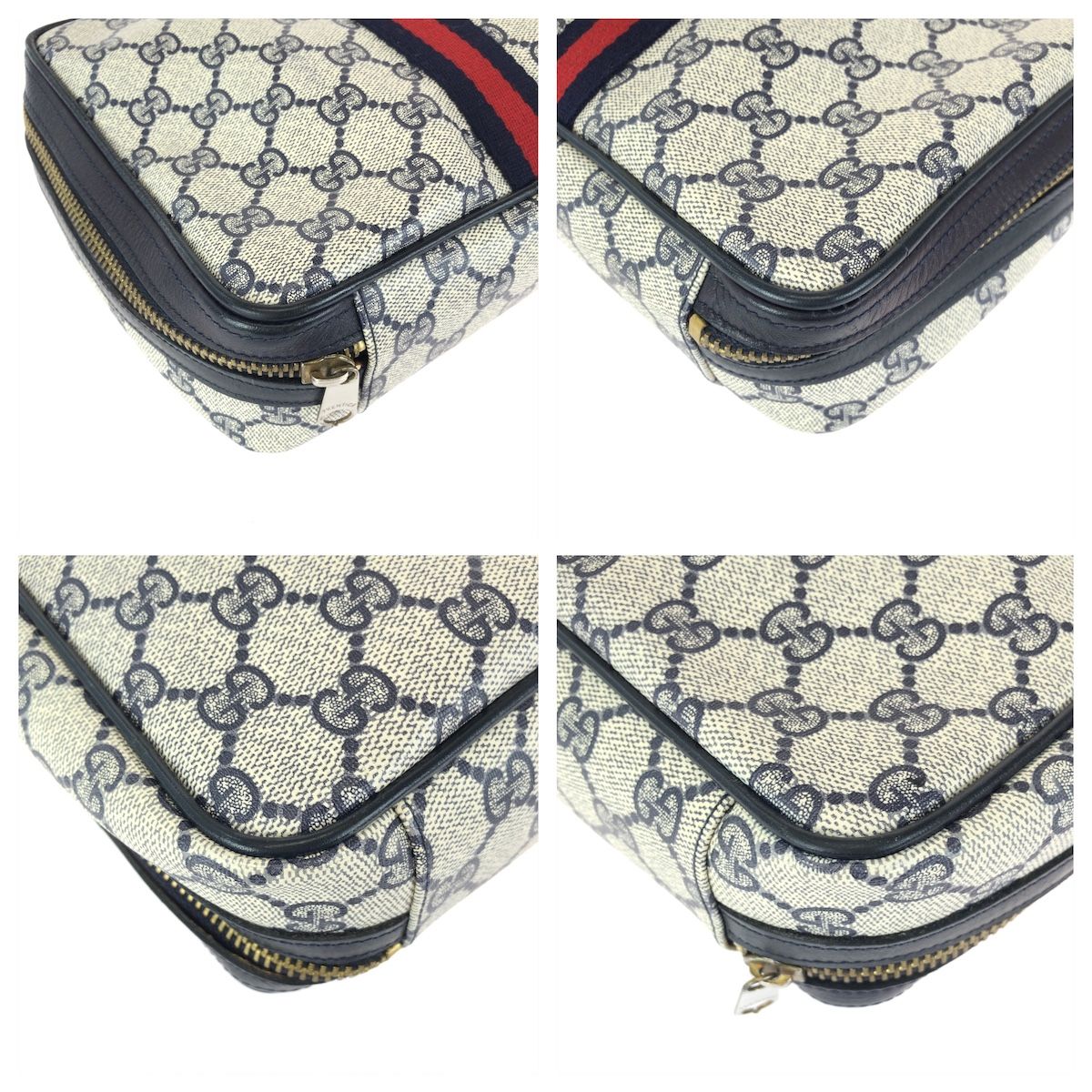美品 GUCCI グッチ シェリーライン グレー ブラック ゴールド金具 GG 