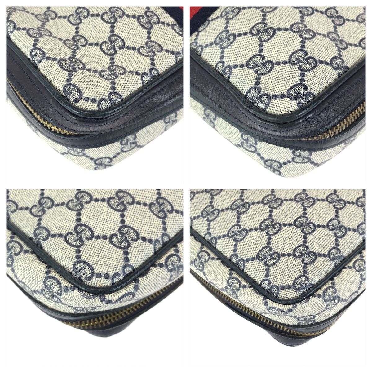 美品 GUCCI グッチ シェリーライン グレー ブラック ゴールド金具 GG 