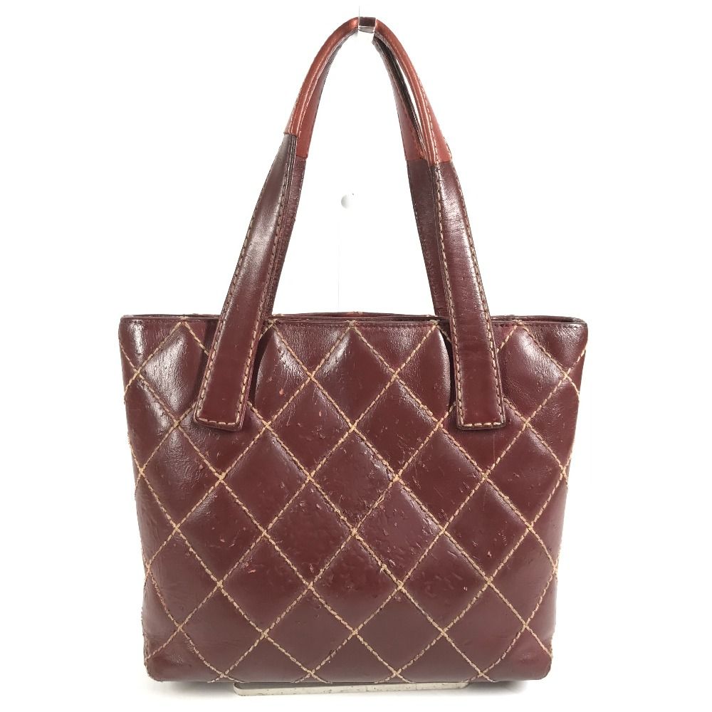 【シャネル】✨️トートバッグ ワイルドステッチ CC ココマークワインレッド系 ✨️ CHANEL シャネル トートバッグ ワイルドステッチ CC ココマーク ロゴ
