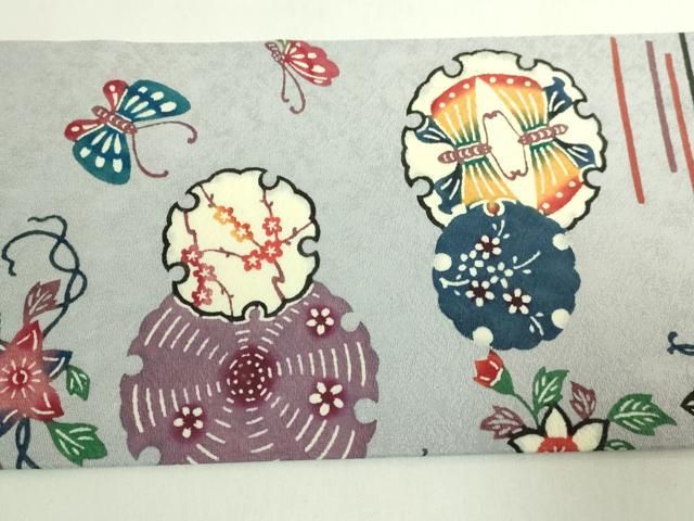 平和屋本店●極上 本場琉球紅型 平野晋二郎 九寸名古屋帯 雪輪花鳥文 淡藤色地 参考資料付き 逸品 DZAB6406kh6 平和屋本店●極上 本場琉球紅型 平野晋二郎 九寸名古屋帯 雪輪花鳥文 淡藤色地 参考資料付き 逸品 DZAB6406kh6