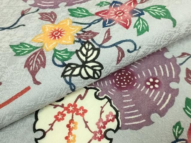 平和屋本店●極上 本場琉球紅型 平野晋二郎 九寸名古屋帯 雪輪花鳥文 淡藤色地 参考資料付き 逸品 DZAB6406kh6 平和屋本店●極上 本場琉球紅型 平野晋二郎 九寸名古屋帯 雪輪花鳥文 淡藤色地 参考資料付き 逸品 DZAB6406kh6