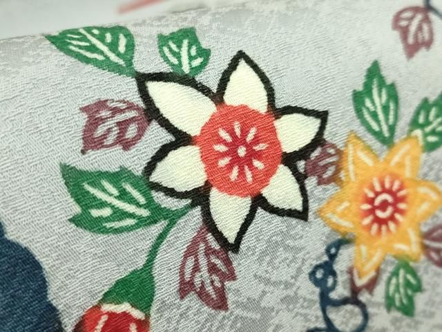 平和屋本店●極上 本場琉球紅型 平野晋二郎 九寸名古屋帯 雪輪花鳥文 淡藤色地 参考資料付き 逸品 DZAB6406kh6 平和屋本店●極上 本場琉球紅型 平野晋二郎 九寸名古屋帯 雪輪花鳥文 淡藤色地 参考資料付き 逸品 DZAB6406kh6