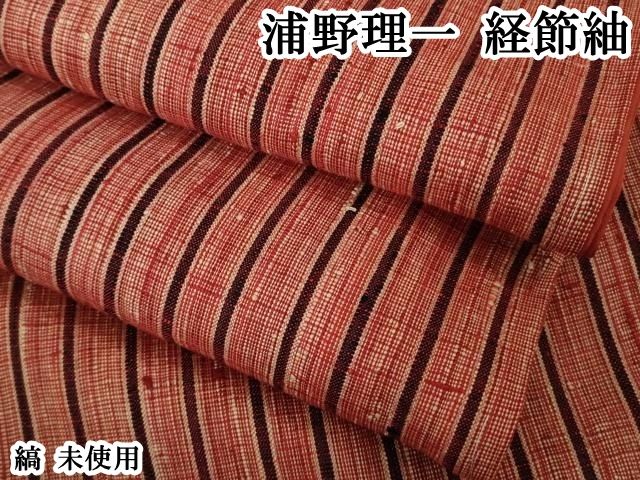 平和屋本店●極上　浦野理一　経節紬　縞　逸品　未使用　DZAB6789kh6