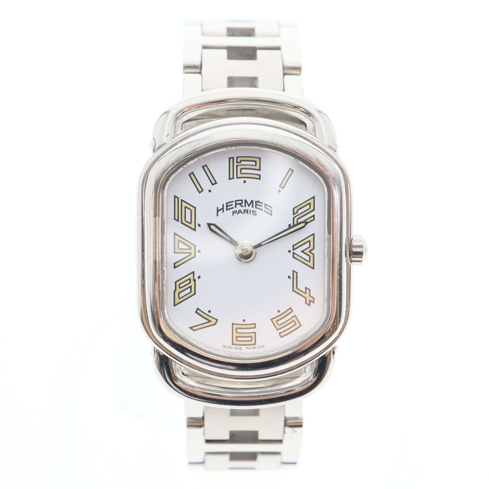 【中古】HERMES エルメス RA1.210 ラリー クオーツ レディース メンズ 腕時計 ホワイト