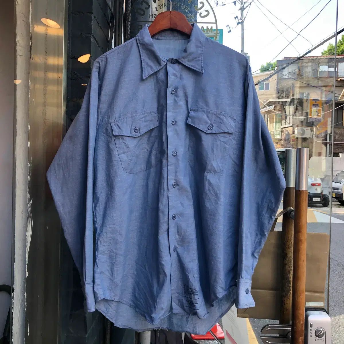 80s USNシャンブレーシャツ-L