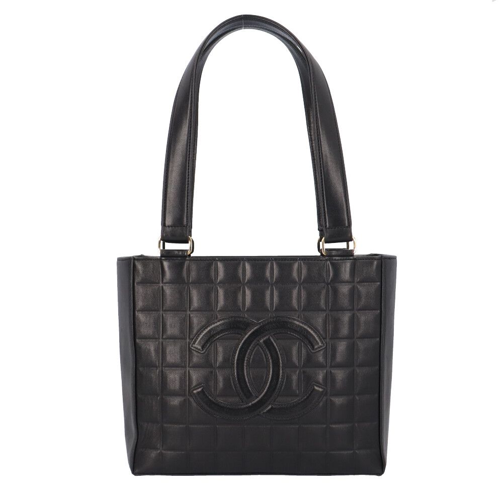 シャネル チョコバー ショルダーバッグ ラムスキン ブラック レディース CHANEL 中古 シャネル