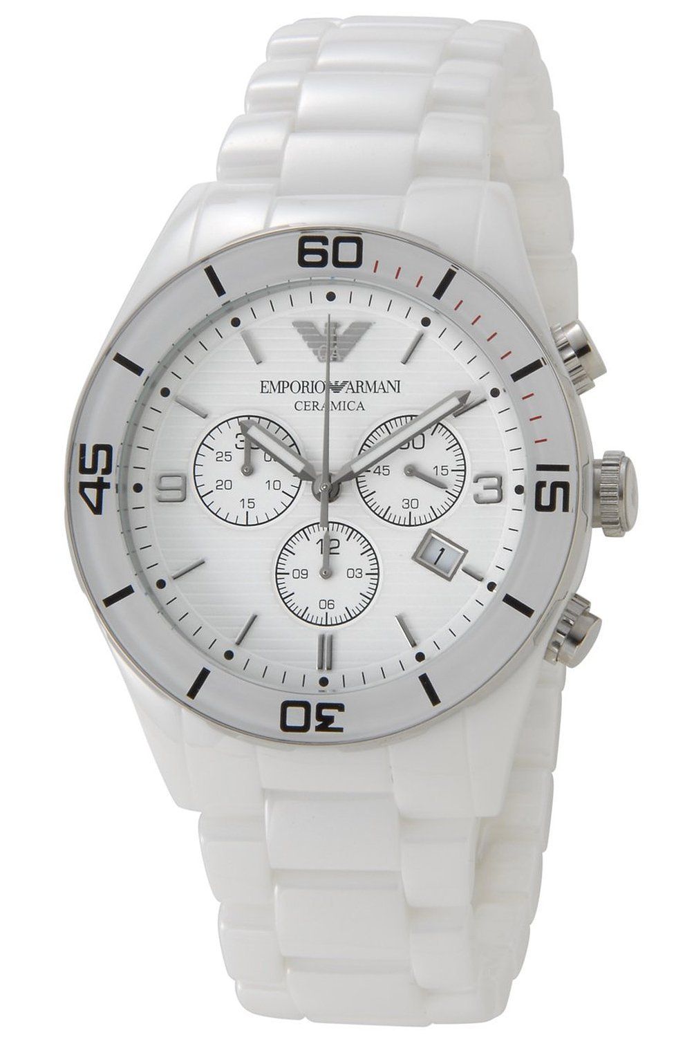 EMPORIO ARMANI エンポリオ アルマーニ メンズ セラミカ ホワイト クロノグラフ AR1424 [並行輸入品]