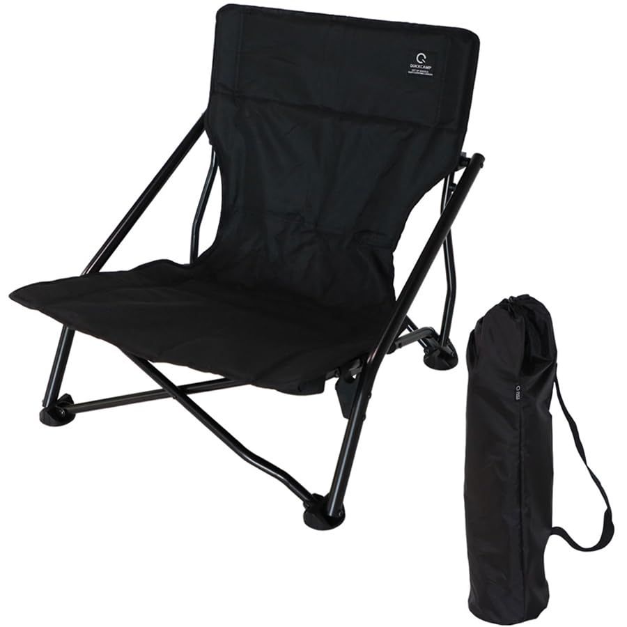 ☆新品☆[クイックキャンプ] アウトドア 焚き火チェア 耐荷重100kg あぐらチェア キャンプチェア 椅子 ロースタイル コンパクト収納 座面高さ20cm ブラック 41a934ef