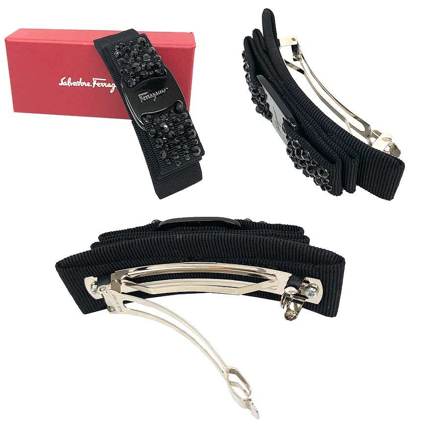 Salvatore Ferragamo フェラガモ ヴァラ リボン バレッタ ブラック 黒