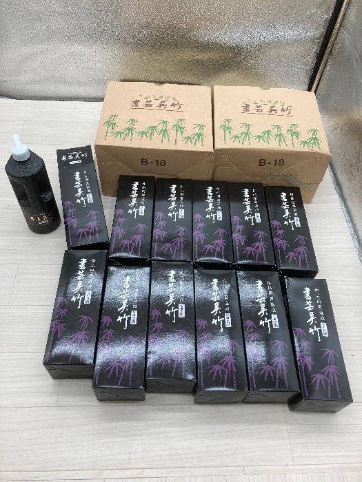 N7 作品用書道液 墨液 書芸呉竹 紫紺系黒 500cc12本まとめて 未使用保管品 習字