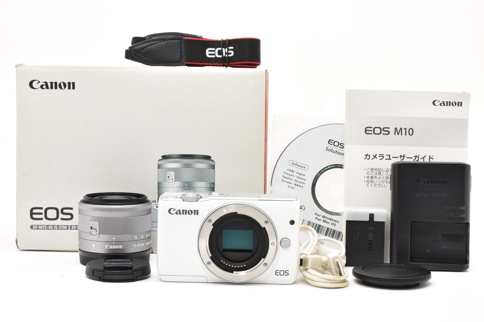 【返品保証】★極上美品★キヤノン Canon EOS M10 レンズキット EF-M 15-45mm ホワイト★ L327#7786 29,250円