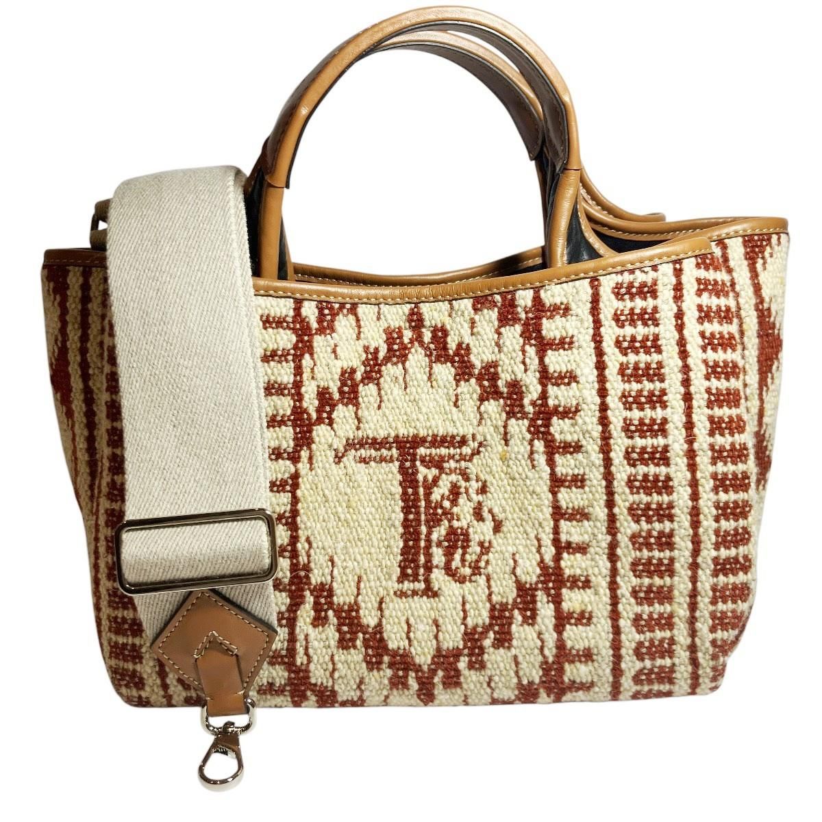 トッズ TOD’S ハンドバッグ キャンバス レザー レディース