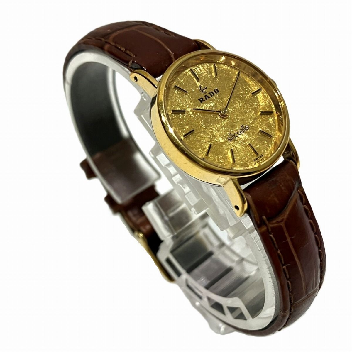 ラドー RADO silhouette 腕時計 総重量約16g SS 本革 手巻き ゴールド 