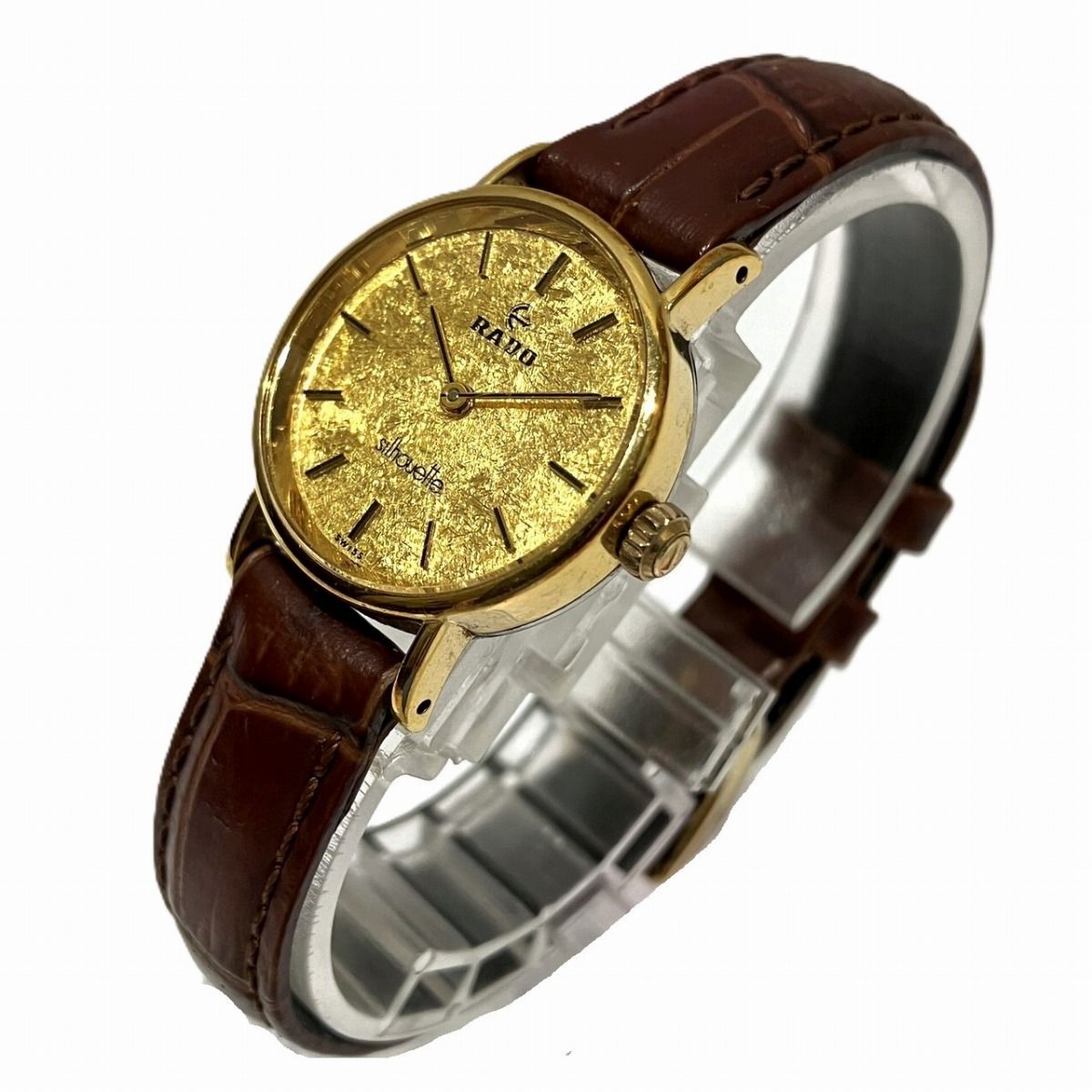 ラドー RADO silhouette 腕時計 総重量約16g SS 本革 手巻き ゴールド 