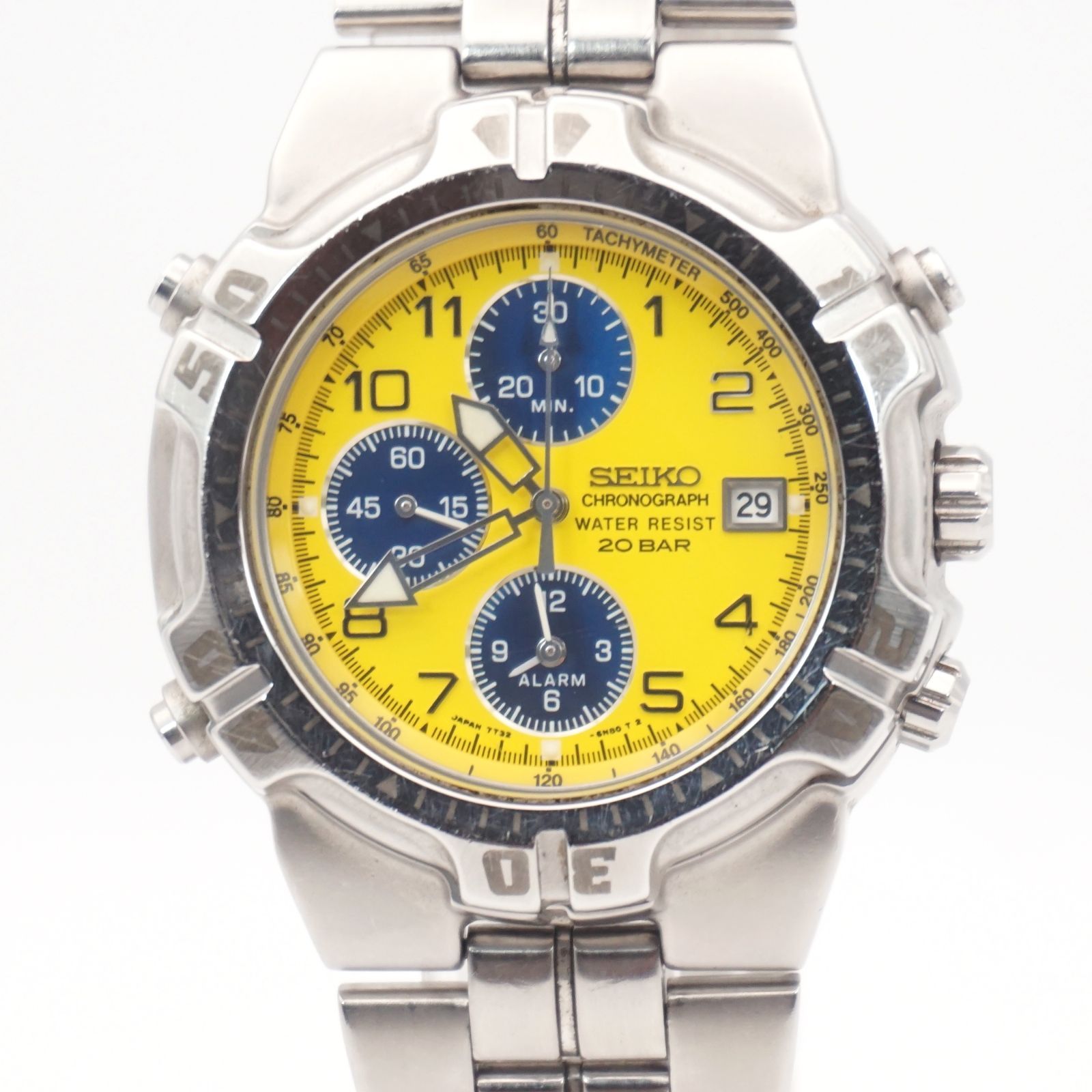 7T32-6K50 アラーム SEIKO Dial Chronograph USED 1円 セイコー QZ 