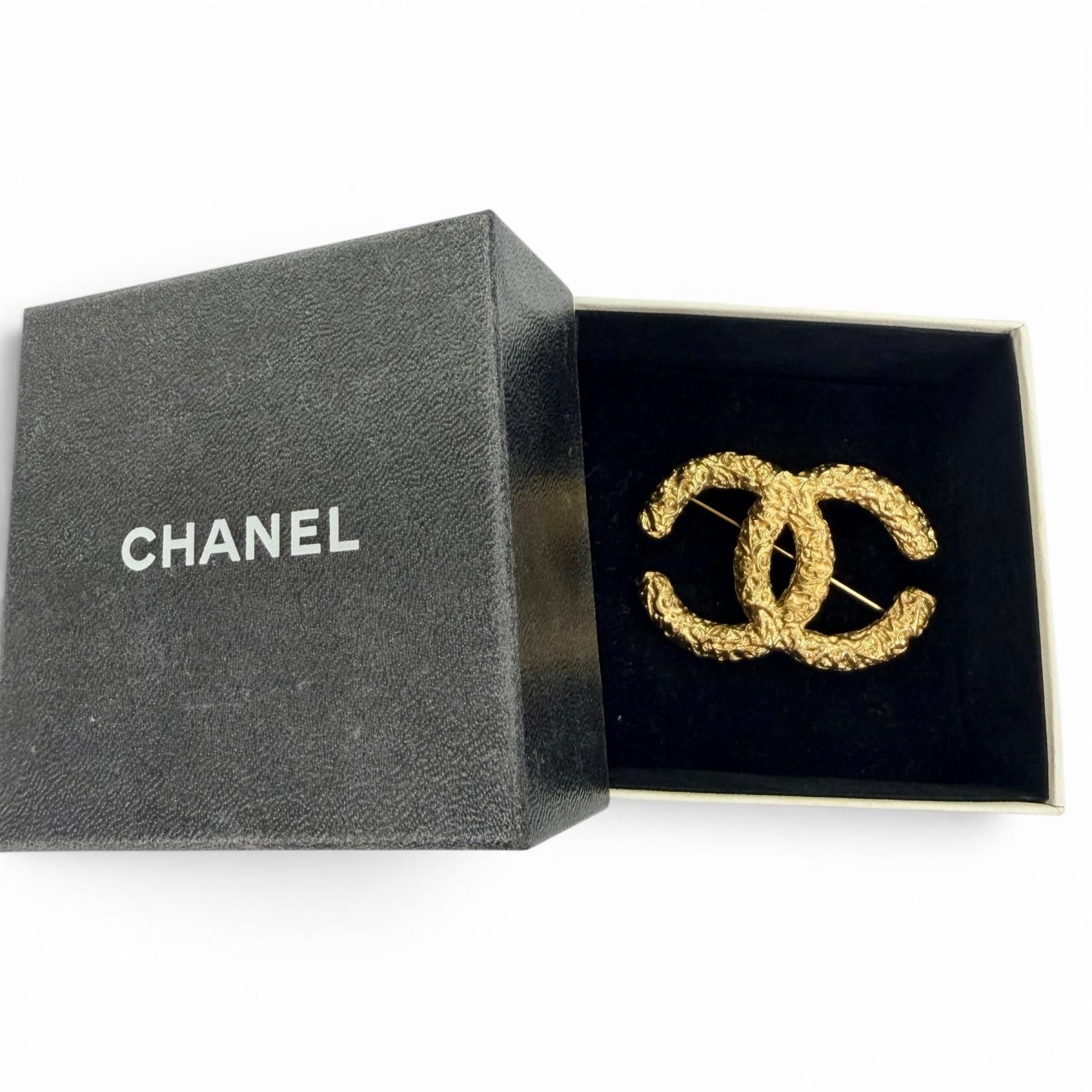 極美品☆CHANEL シャネル ヴィンテージ 93A ココマーク 溶岩 ブローチ