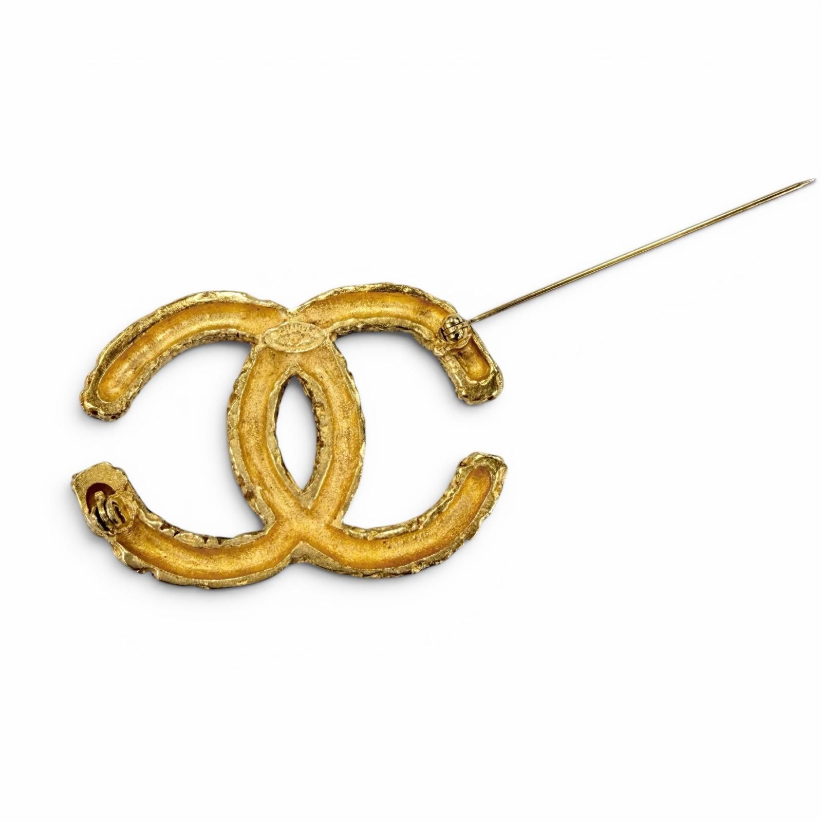 極美品☆CHANEL シャネル ヴィンテージ 93A ココマーク 溶岩 ブローチ