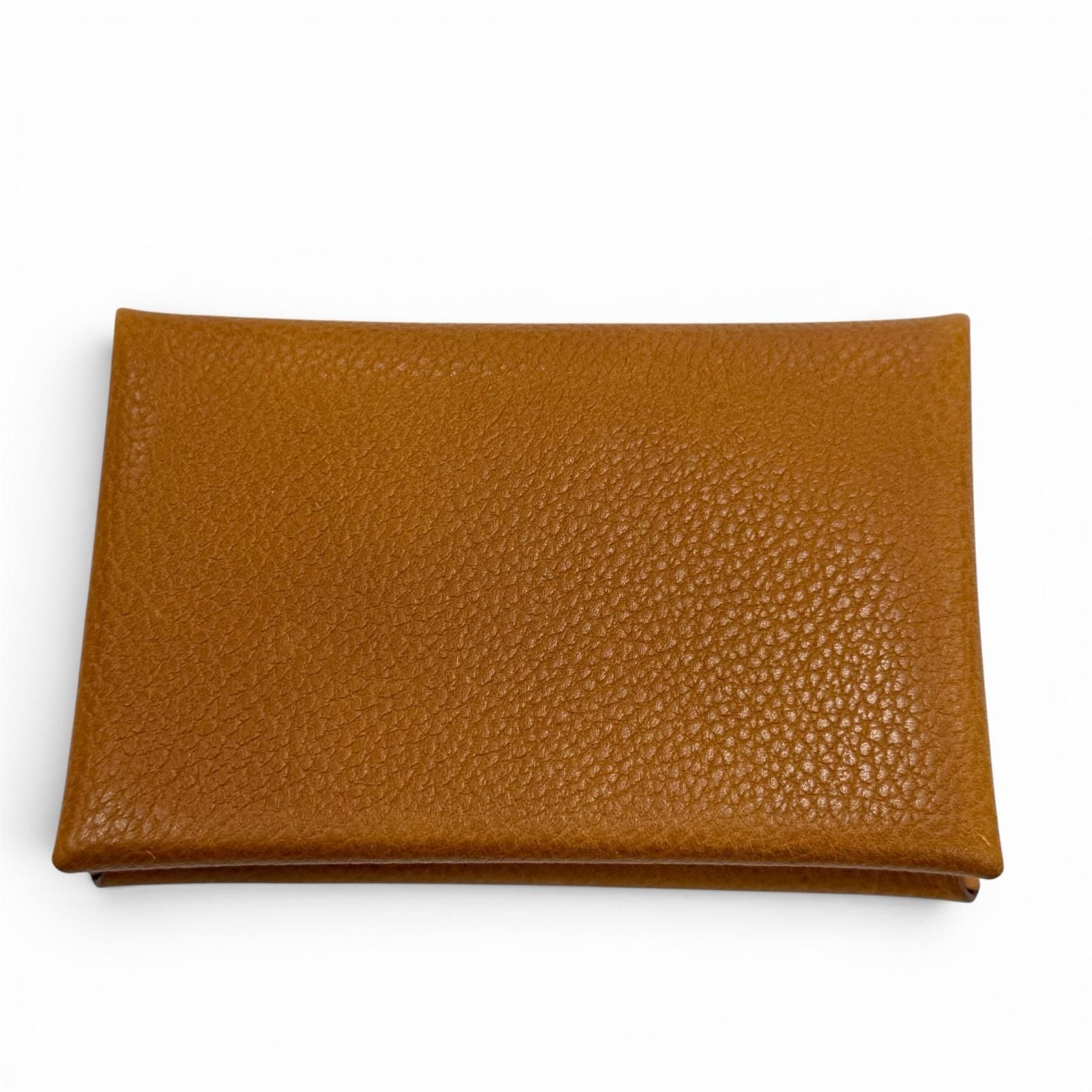 未使用品▼HERMES エルメス カルヴィ ヴォーエプソン レザー Leather ゴールド 二つ折り コインケース カードケース K刻印 フランス製 メンズ