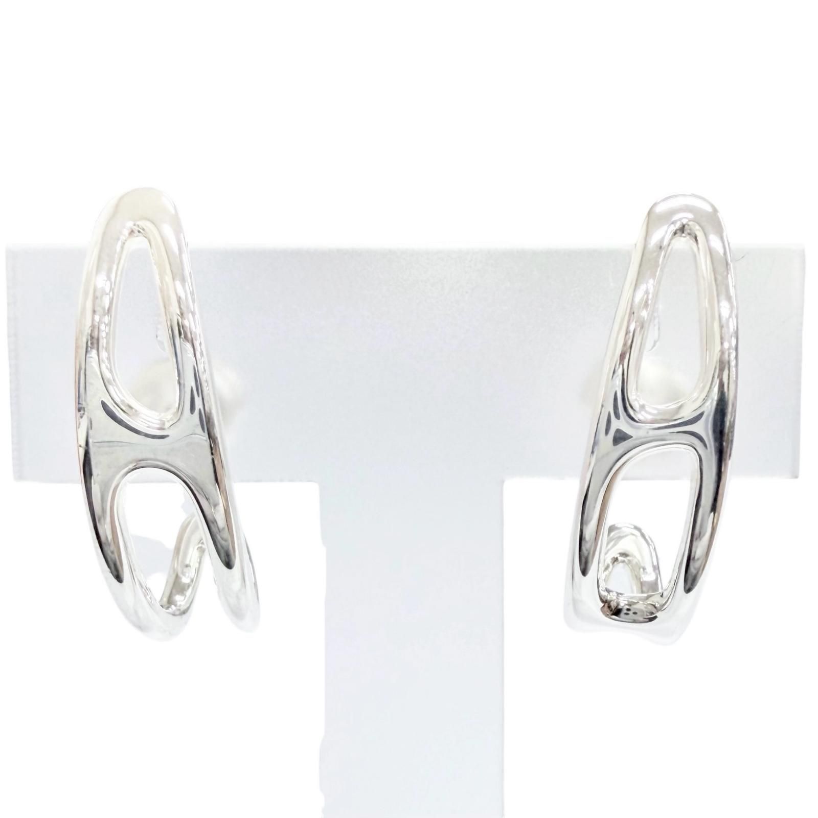極美品△HERMES エルメス シェーヌダンクル パンク ピアス アクセサリー 両耳用 925 シルバー フランス製 重量10.27g レディース 箱付き オススメ◎