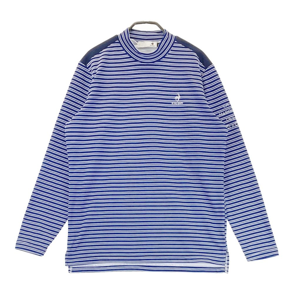 サイズ：M LE COQ GOLF ルコックゴルフ デザイン切替 ハイネック長袖Tシャツ ボーダー柄 ネイビー系 [240101511451] ゴルフウェア メンズ ストスト