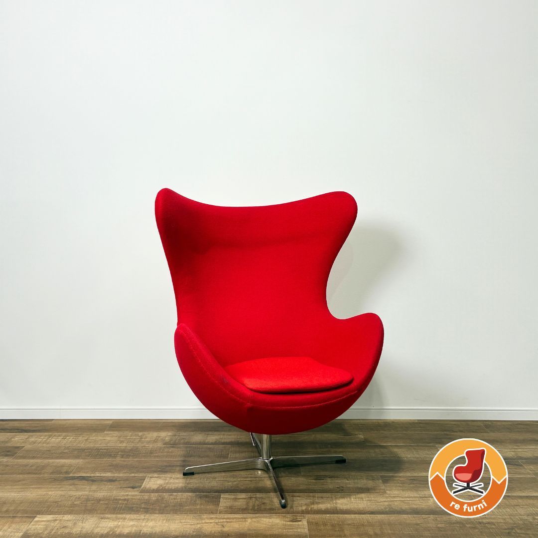 Egg Chair エッグチェア ダイニングチェア デザイナーズチェア リプロダクト 回転椅子 ファブリック ロッキングチェア レッド系