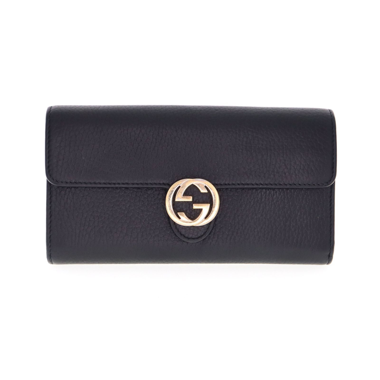 【中古】GUCCI グッチ 615524 インターロッキング 長財布 レディース メンズ 財布 ブラック ブランド