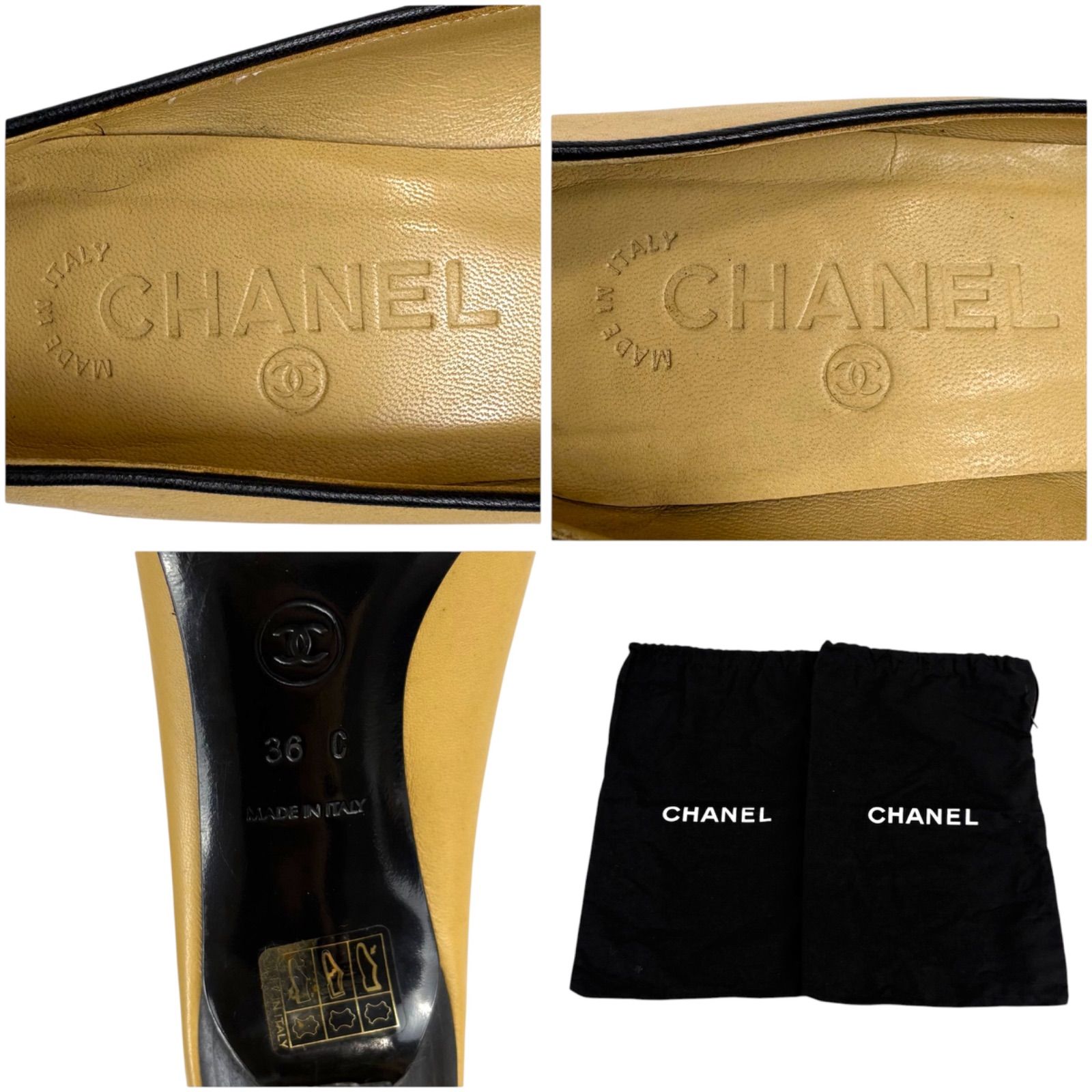 シャネル CHANEL ココマーク リボン バイカラー パンプス ハイヒール