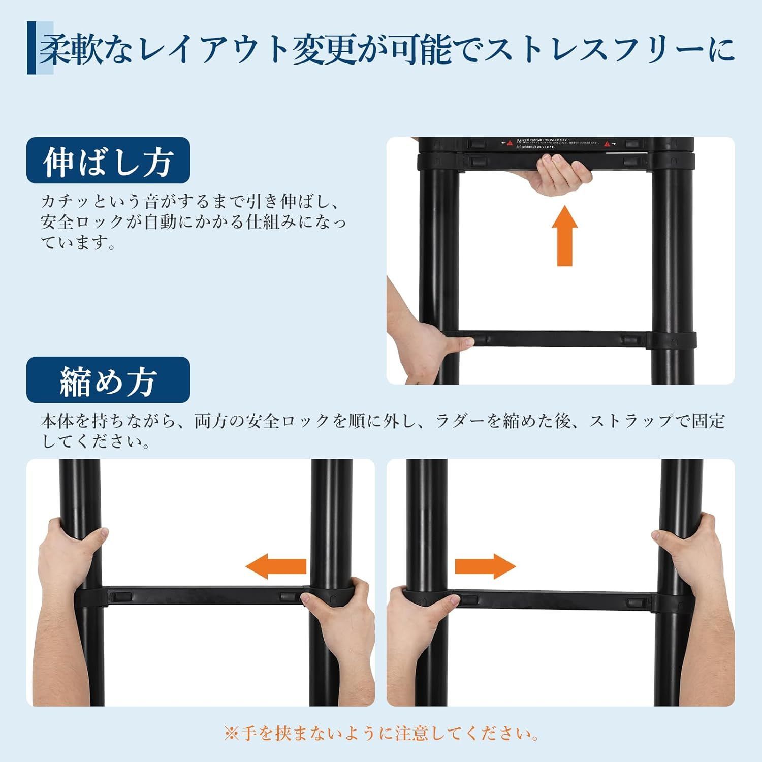 ガービー（Garvee） 伸縮はしご アルミ製 3.8m 耐荷重150kg 自動ロック 