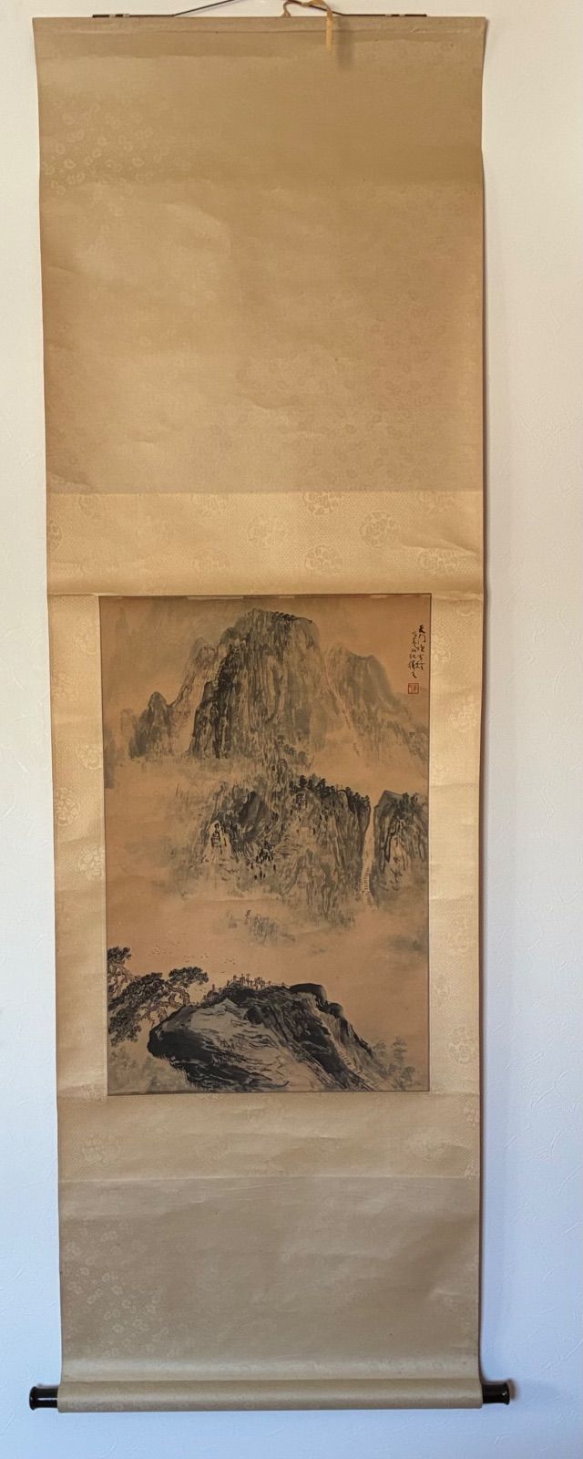 【中国古美術】中国山水画 「天門鎖雲煙」 黄山 風景図 掛軸 時代物 茶掛 23,100円