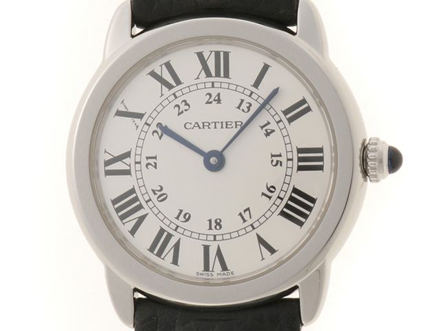 CARTIER カルティエ ウォッチ ロンドソロ 時計 WSRN0019 腕時計 ステンレス/レザー シルバー クオーツ シルバー文字盤 レディース【中古】436
