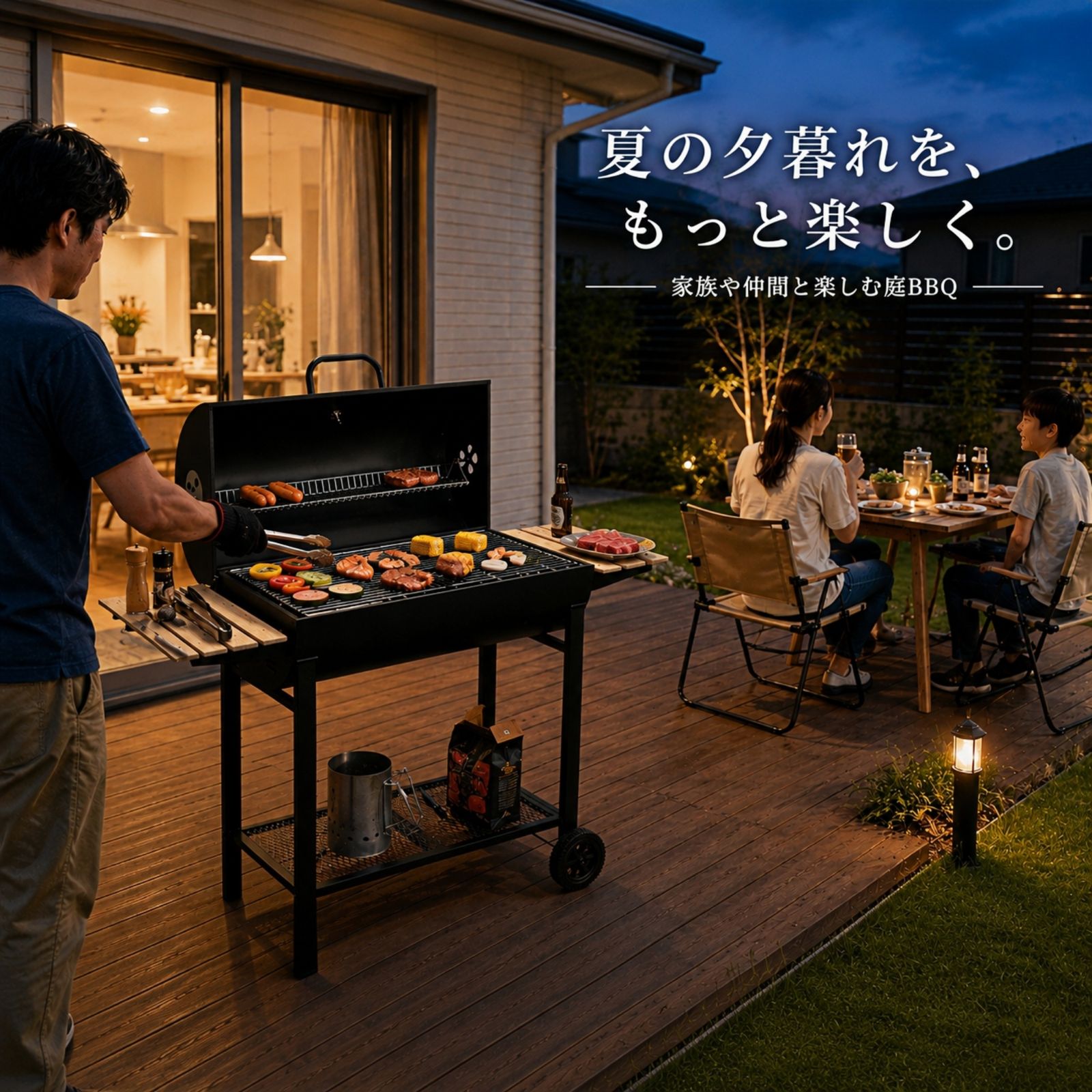【炭の追加がラク】バーベキューコンロ 焼き網 温度計 多用棚板 8-12人用 燻製 温度計で検温可能 BBQコンロ バレル式 バーベキュースタンド BBQスタンド バーベキューグリル BBQグリル BBQ 【ブラック】