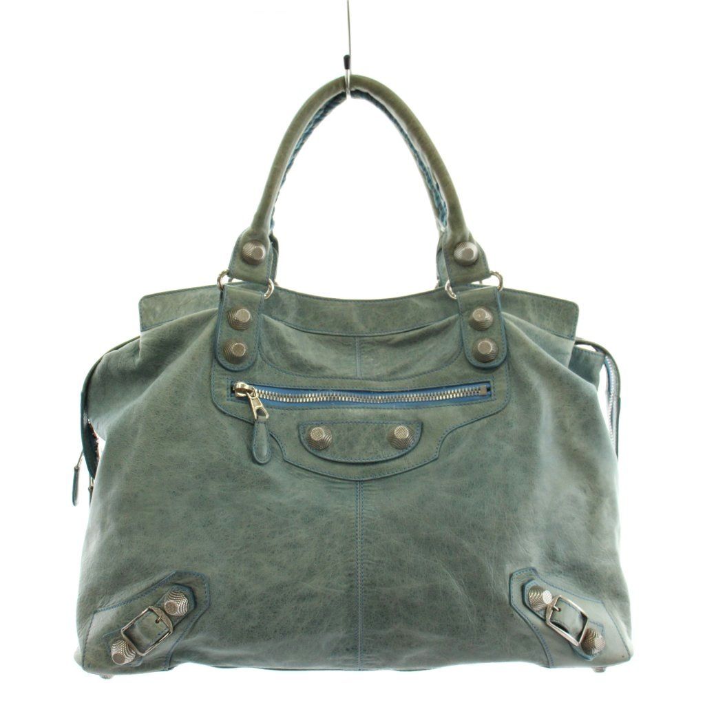 バレンシアガ BALENCIAGA ジャイアントシティ ハンドバッグ レザー 水色 ライトブルー 186184 /AN58 ■OH