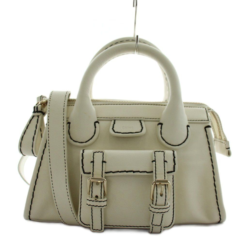 クロエ CHLOE EDITH ハンドバッグ ショルダーバッグ 2way レザー 白 ホワイト /AN55 ■OH
