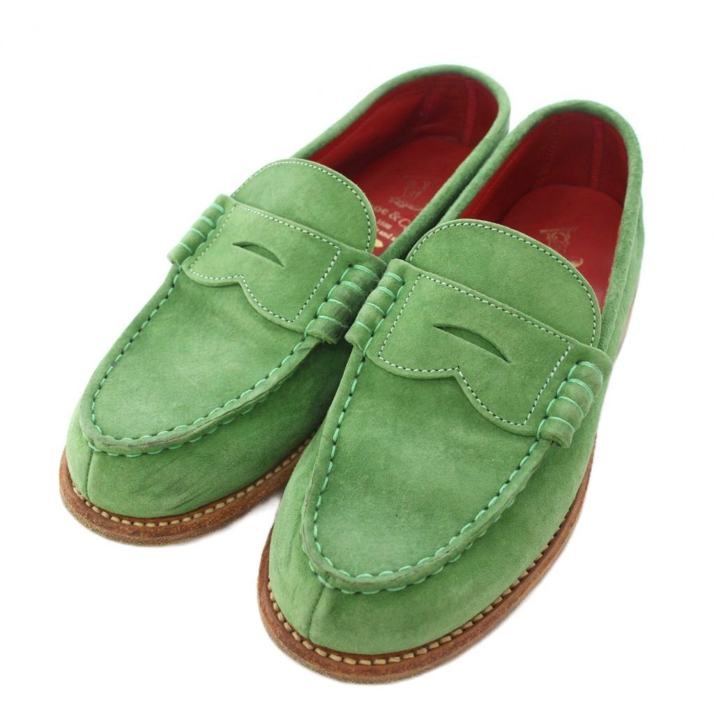 リーガル REGAL Shoe&Co. コインローファー シューズ スエード 24cm 緑 グリーン FA01 /TK