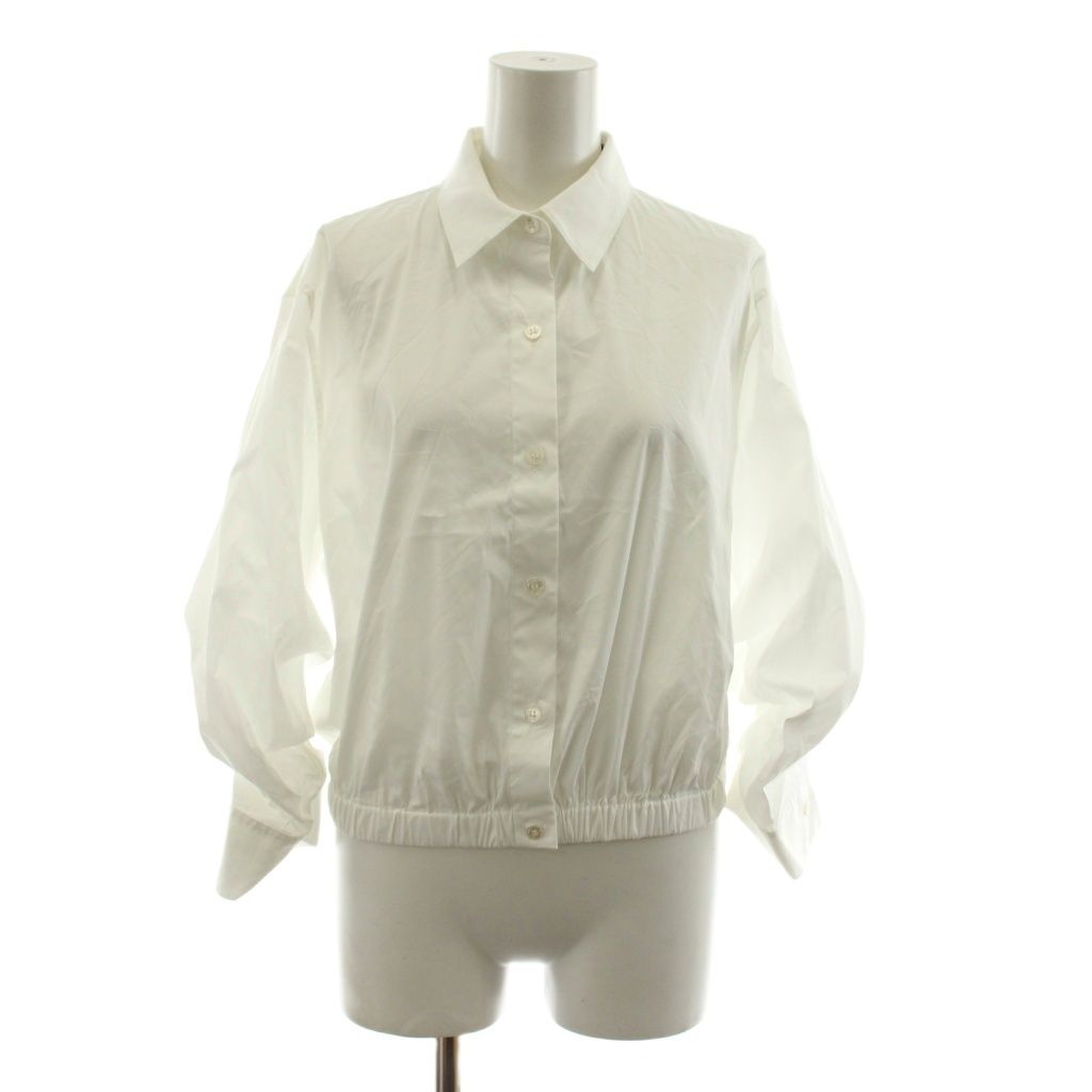 セオリー Theory 26SS Good Poplin Fixed Sleeve Shirt クロップドシャツ 七分袖 S 白 ホワイト 01-6108214 /KU